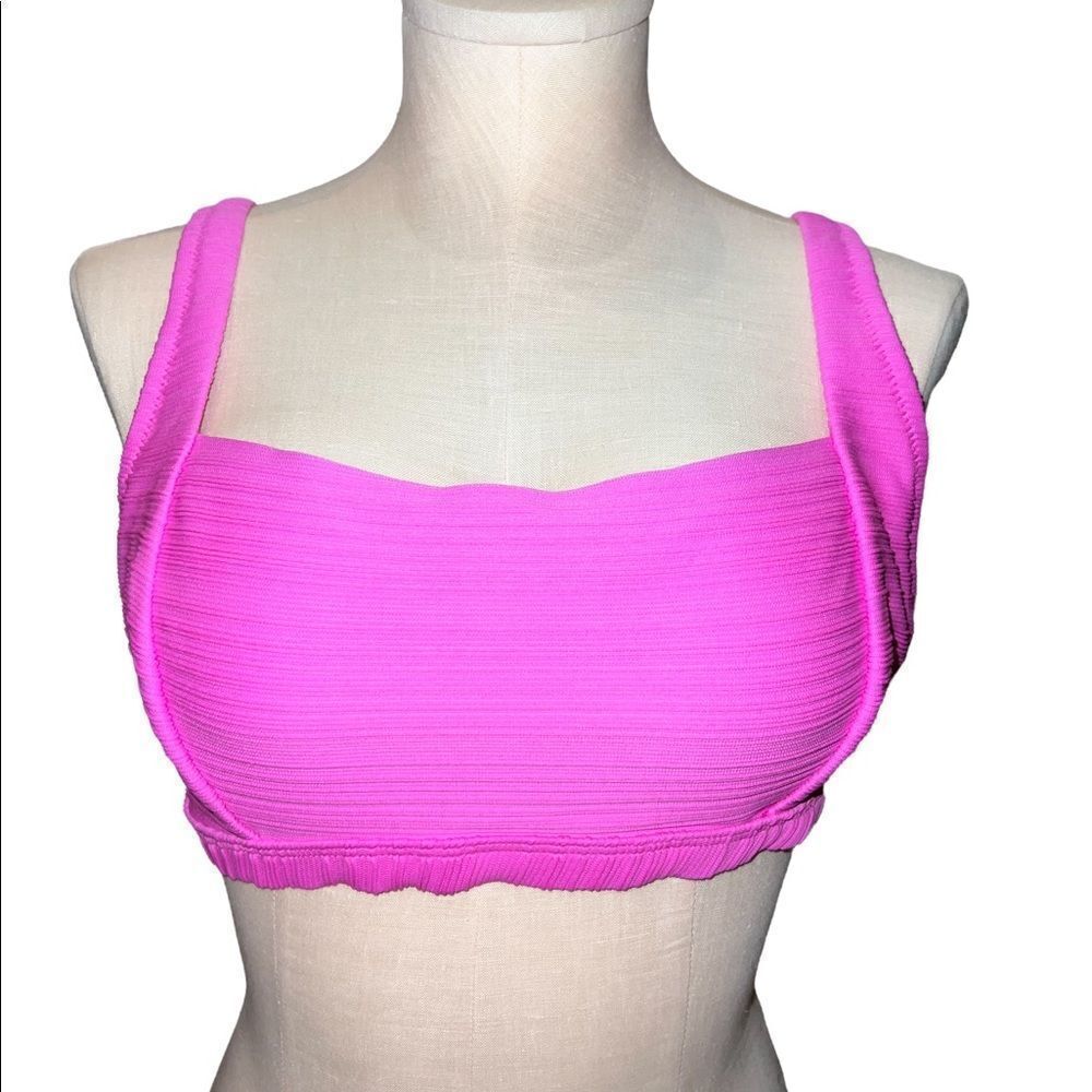 Jessica Simpson Ribbed Bikini Top Purple Retro Women's Large NWT - Picture 3 of 8